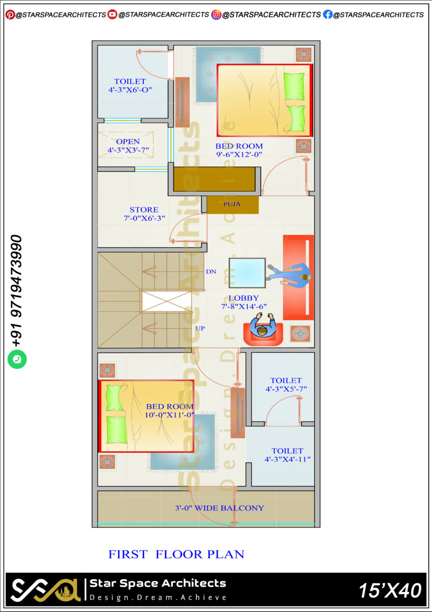 50′ X 60′ House Floor Plan – Star Space Architects